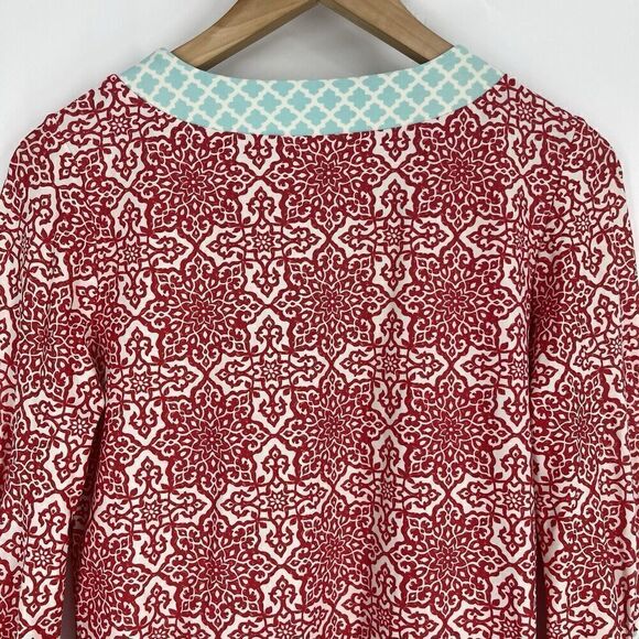 Cabana Life Dress Size Small Womens Red White Geo Print UPF50 Stretch Knit Shift - Picture 7 of 9
